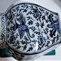 Antique Chinese Ming Blue & White Huge Hexagonal Phoenix & Flowers Vase Lot 8"
