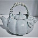 Antique Chinese Song Qingbai Squash Form Basket Handle Teapot w/ Leaves