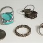 Vtg Sterling Silver SOUTHWEST Navajo Turquoise & Other Rings Lot 5 Pcs