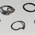 Vtg Sterling Silver SOUTHWEST Navajo Turquoise Snake & Other Rings Lot 5 Pcs