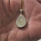Vintage Sterling Silver Gold Filled Vermeil Diamond Teardrop Pendant Necklace