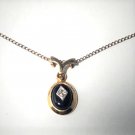 Antique Edwardian Deco GF Onyx Diamond Dbl Bail Slide Pendant Necklace Lot 18"