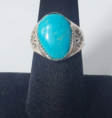 Vtg Sterling Silver Old Pawn SOUTHWESTERN Navajo Turquoise Ring Lot Sz 8.5
