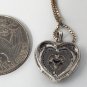 Vintage Sterling Silver & 10K Diamond Heart Pendant Necklace Lot 16"