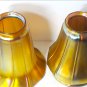 Antique QUEZAL Gold Aurene Glass Trumpet Lily Sconce Chandelier Shades Lot of 2