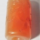 Ancient Carved Carnelian Agate  Eagle & Lion Cylinder Bead w Cuneiform Script