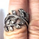 Vintage Sterling Silver Leafy Vines CZ Ring Lot Sz 7
