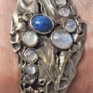 Vintage Sterling Silver MODERNIST Brutalist Lapis Moonstone Cuff Bracelet Lot