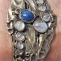 Vintage Sterling Silver MODERNIST Brutalist Lapis Moonstone Cuff Bracelet Lot