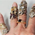 Vtg 18 & 14K Gold Plated Assorted CZ & Garnet Fashion Rings Lot of 15