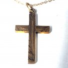 Antique Edwardian 12K Gold  Etched Cross w 12K GF KREMENTZ Chain Necklace