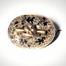 Antique Victorian 14K Oak Leaf Taille d'Epargne Pin Brooch Goth Steampunk 1.2 G