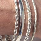 Vtg Sterling 925 Silver Bangles Stack Lot Collection Taxco MEXICO Navajo 4 Pcs