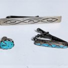 Vintage Sterling Silver SOUTHWEST Navajo Tie Clips & Tack Lot 3 Pcs