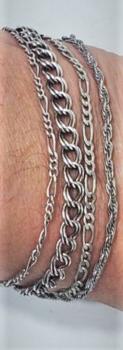 Vintage Sterling Silver Charm & Link Chain Bracelets Lot 4 Pcs