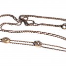 Antique Victorian Yellow Gold Filled Seed Pearl 2 Slides Rope Watch Chain 48"