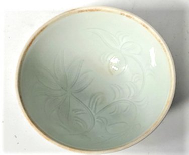 Antique Chinese Song Qingbai Floral  Incised Small Porcelain Bowl 4-3/4"