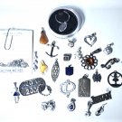 Vtg Sterling Silver Bracelet Charms & Necklace Pendants Lot of 27 Pcs
