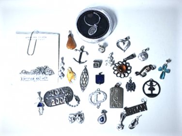 Vtg Sterling Silver Bracelet Charms & Necklace Pendants Lot of 27 Pcs