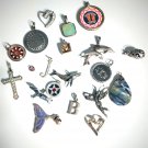 Vintage Sterling Silver Necklace Pendants & Charms Lot 20 Pcs