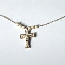 Vintage Sterling Silver MEXICO Add-A-Beaded Crucifix Pendant Necklace Lot 18.5"
