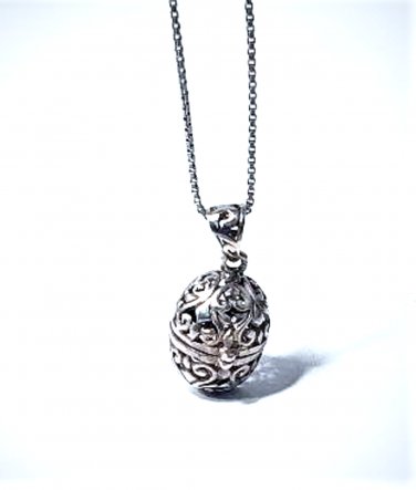 Vintage Sterling Silver Filigree Openwork Stash Casket Pendant Necklace Lot 16"