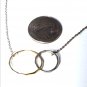 Vtg Sterling Silver MODERNIST Hammered Rings Pendant Necklace Lot 18-20"