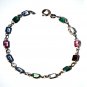 Vintage Sterling Silver Gold Plated Multi Stones Tennis Bracelet Lot 7-3/8"