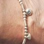 Vtg Sterling Silver Tube & Ball Beaded Dangle Puffy Hearts Bracelet Lot 7-1/4"
