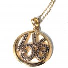 Vintage Sterling Silver Gold Over LOVE Circle Pendant Necklace Lot 18"