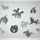 Vintage Sterling Silver Equestrian Horses Charms & Necklace Pendants Lot 10 Pc