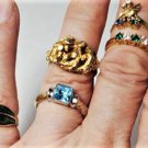 Vintage 18K GE & Other Gold Plated Fashion Rings Lot of 5