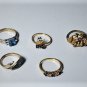 Vintage 18K GE & Other Gold Plated Fashion Rings Lot of 5