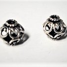 Vintage Sterling Silver Salvaged BALI Openwork Beads 11 mm Lot of 2