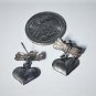 Vintage Sterling Silver Bows w Dangle Drop Puffy Hearts Post Stud Earrings Lot