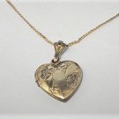 Antique Edwardian 12K GF Sterling Silver Heart Locket Pendant Necklace Lot 15"