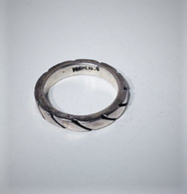 Vintage Sterling Silver Thick Diagonal Grooved MEXICO Band Ring Lot Size ~9
