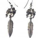 Vintage Sterling Silver Plated Dangle Drop Unicorn Feather Earrings Lot