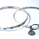 Vintage Sterling Silver Hearts & FAITH Bangle Bracelets Lot of 2