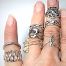 Vintage Sterling Silver Mixed Pattern Rings Lot Collection 8 Pcs