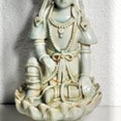 Antique Chinese Song Qingbai Porcelain Quanyin on Lotus Seat Statue 9.5"