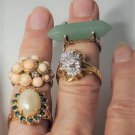 Vintage Gold Plated Fashion Rings Lot of 4