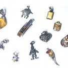 Vintage Sterling Silver Amber & Gemstone Necklace Pendants & Charms Lot 11 Pcs