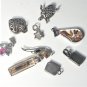 Vintage Sterling Silver Amber & Gemstone Necklace Pendants & Charms Lot 11 Pcs