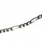 Vintage Sterling Silver Long Cuban Figaro Chain Necklace ITALY 16-1/2"