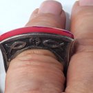Vtg Sterling Silver Big UNISEX Ichthus Christian Cross Red Ring Lot Sz 8.5