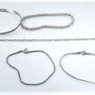Vintage Sterling Silver Chain & Beaded Bracelets Lot 5 Pcs