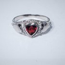 Vintage Sterling Silver Heart Garnet Ring Lot Size 6