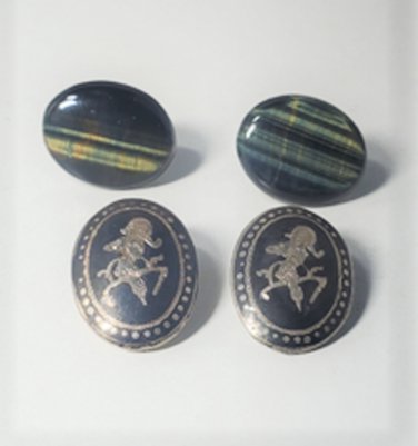 Vintage Sterling Silver SIAM & Cat Eye Srone Earrings Lot of 2 Pairs