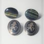 Vintage Sterling Silver SIAM & Cat Eye Srone Earrings Lot of 2 Pairs